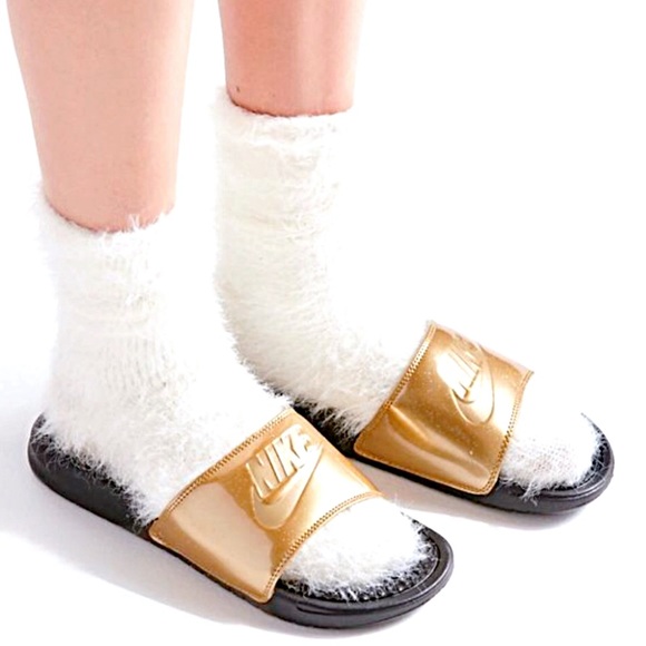 Sale🔥 5 Star NWT UO x Nike JD Gold Glitter Slide - Picture 2 of 8